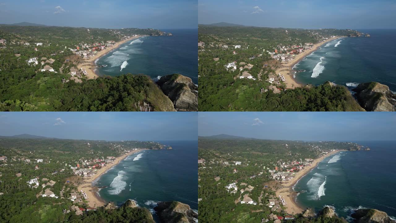 海岸线和太平洋冲浪的空中风景