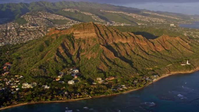 夏威夷瓦胡岛火山凝灰岩锥空中钻石头