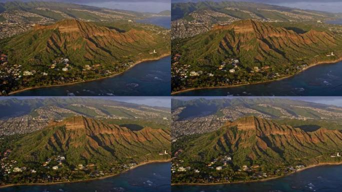 夏威夷瓦胡岛火山凝灰岩锥空中钻石头