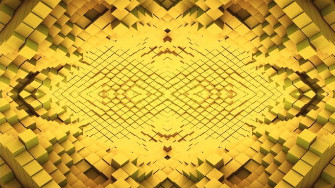 【4K时尚背景】明黄方块矩阵几何跳动空间