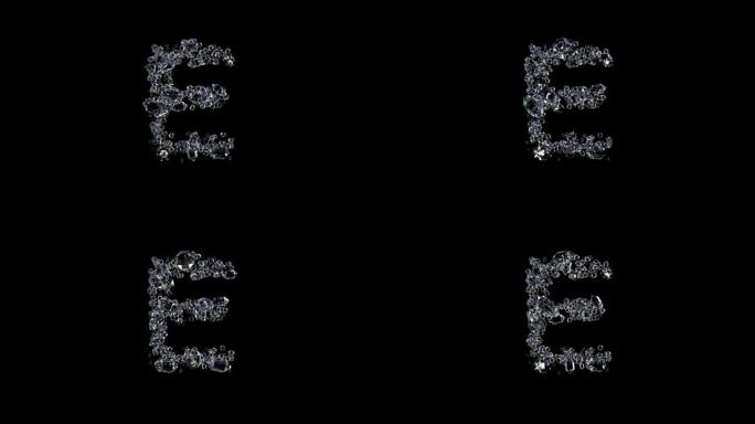 动画字母电子透明钻石珠宝字体，孤立循环视频