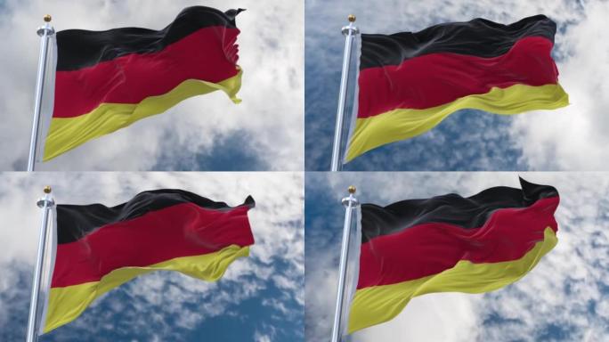 德国国旗在多云的天空下