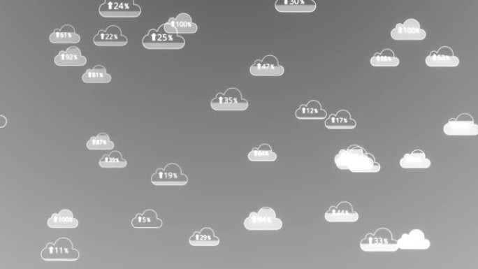 白色云计算技术互联网循环背景的动画。