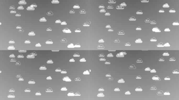 白色云计算技术互联网循环背景的动画。