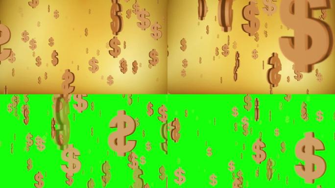 下跌美元货币符号背景循环动画