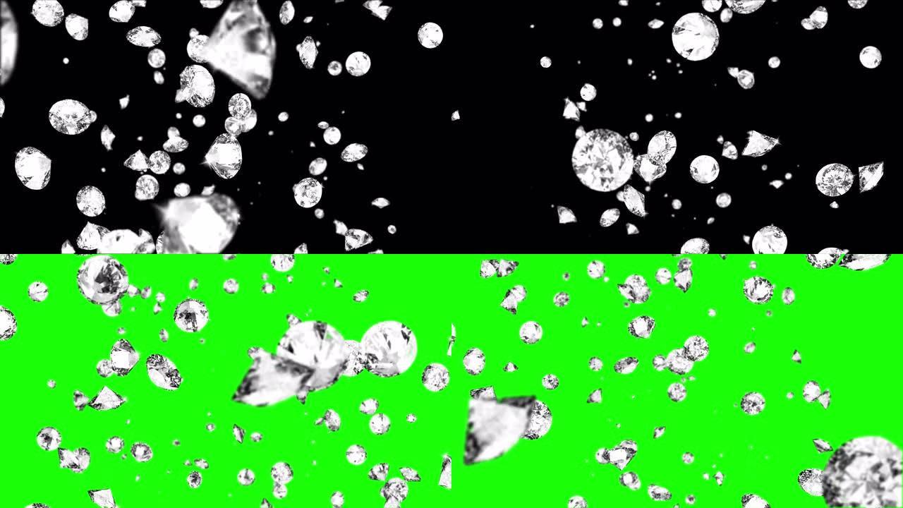 飞光珠宝辉煌钻石珍贵宝石翡翠绿色环背景3D。