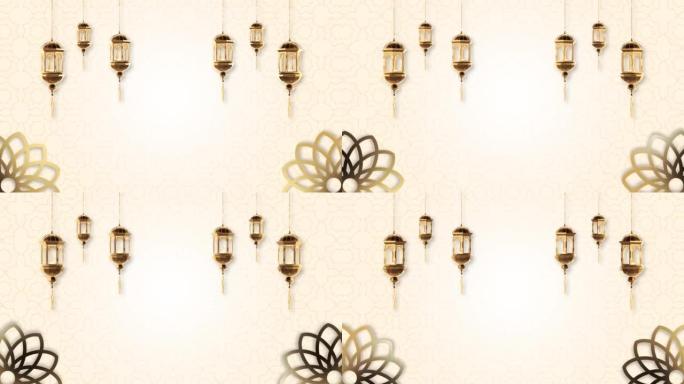 美丽优雅的斋月穆巴拉克灯笼或狂热的悬挂环背景。