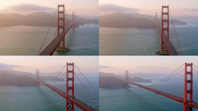 横跨加利福尼亚州旧金山金门海峡的空中金门大桥