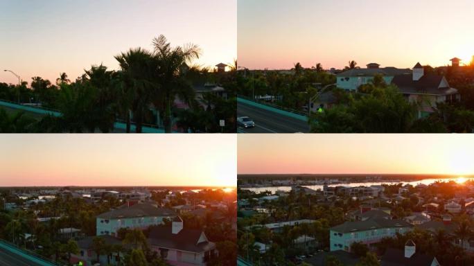 Ft社区的上升鸟瞰图。佛罗里达州迈耶斯海滩