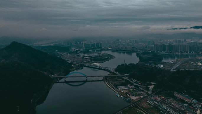 丽水城区延时航拍