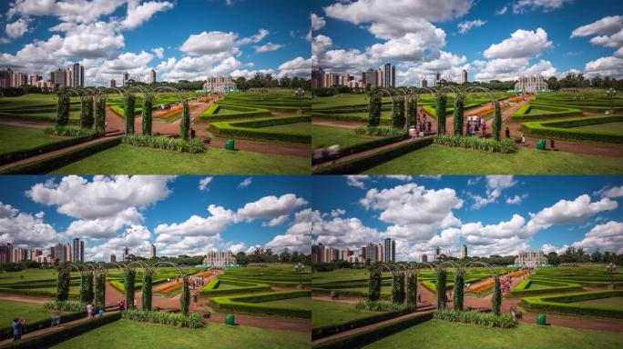 巴西巴拉那州库里蒂巴的晴天库里蒂巴植物园的延时视图