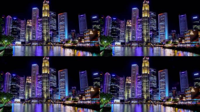 新加坡天际线夜景夜色国外外国