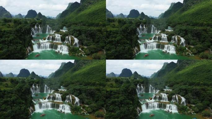 Bangioc瀑布位于与中国，亚洲，越南北部，曹邦接壤的边境，朝向Lang Son，在阳光明媚的夏天