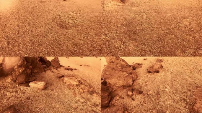 沙漠气候的火星环境。被红色灰尘覆盖的山脉