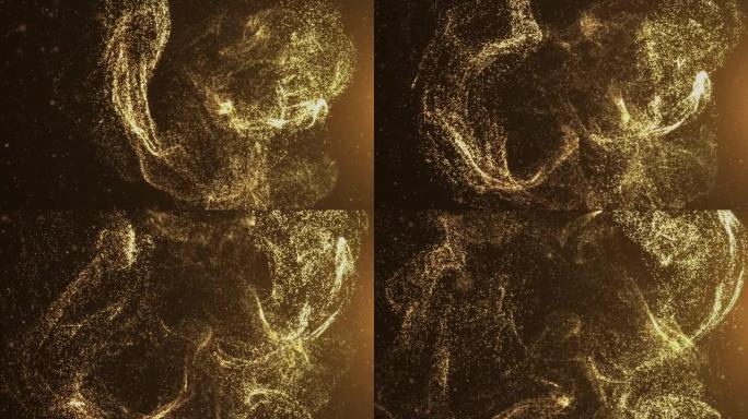 4k抽象金色粒子闪耀星星尘埃波克闪光奖尘埃背景。