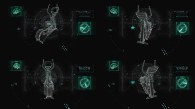 漫步 踏步机HUD科技界面展示素材