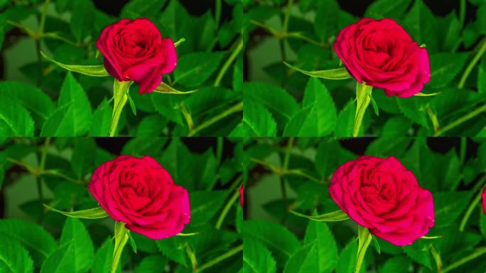 4k红玫瑰花开延时拍摄