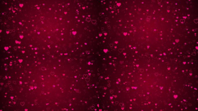 4k循环视频抽象红色心脏在黑暗背景。