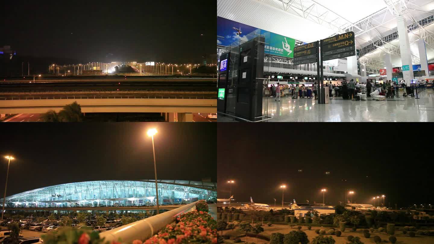 5D机场夜景繁忙镜头飞机升降镜头近景