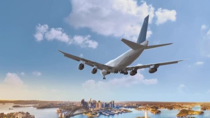 飞行和降落澳大利亚悉尼的客机。飞机概念