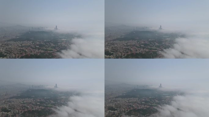 青岛风景平流雾高清航拍视频素材