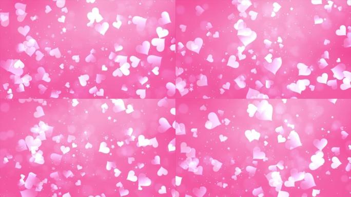 粉色浪漫之心bokeh无缝循环背景4k动画。