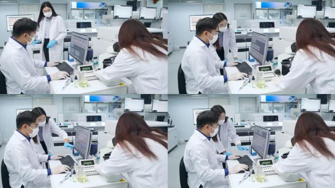 化验员，亚洲医疗技师在私人实验室工作。