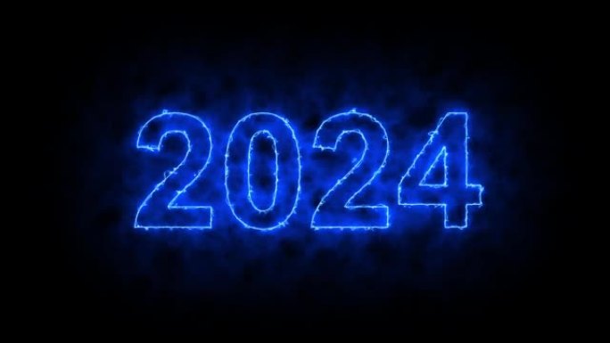 视频动画，带有数字的抽象霓虹灯，代表新的一年。