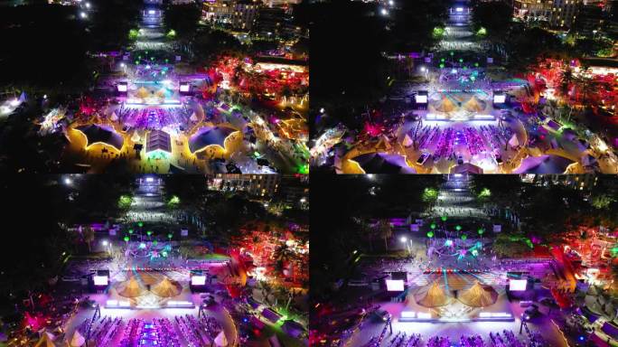 海南国际文创周三亚露营节会场城市夜景航拍