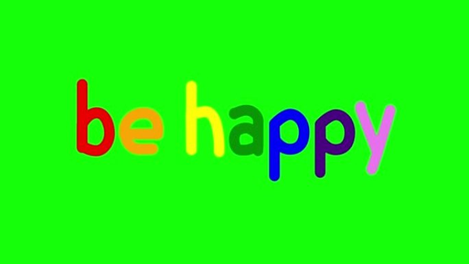 快乐的彩虹色动力排版。4k分辨率动画。快乐的文本动态排版，骄傲的颜色孤立在chromakey背景上