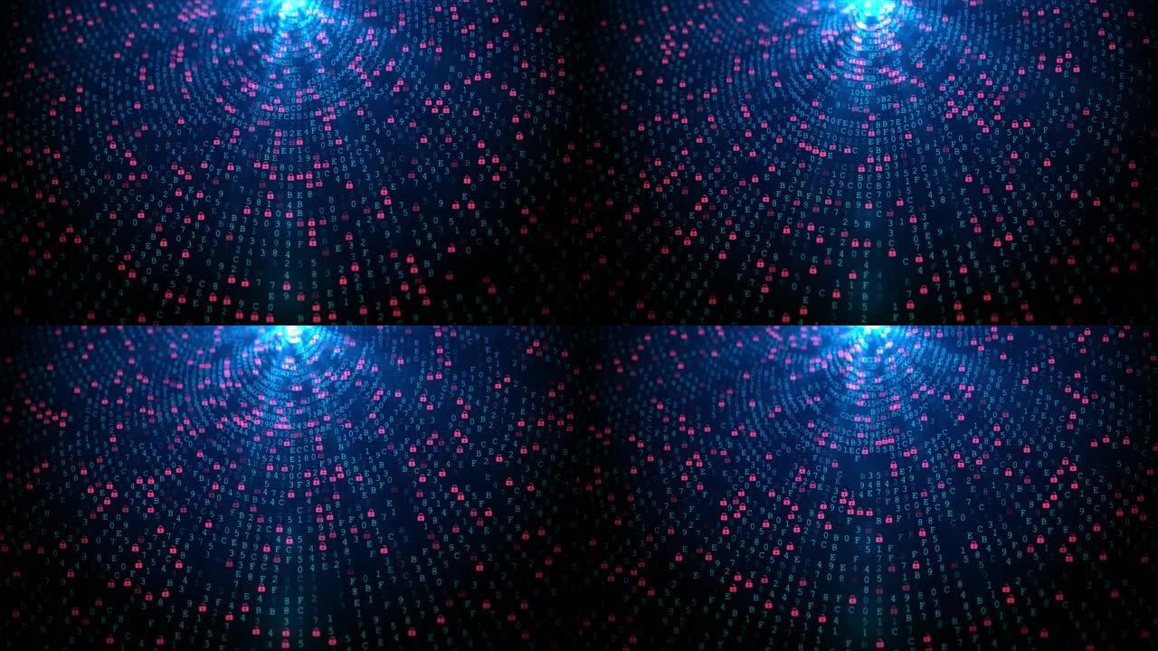 数字未来矩阵运动图形4k数字技术隧道动画。