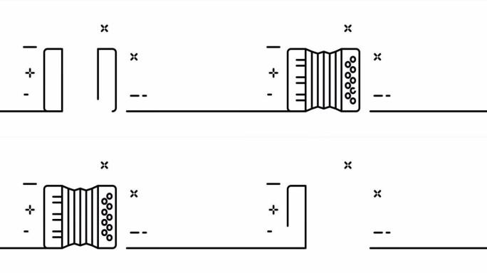 手风琴。口琴，演奏，音乐家，乐器演奏家，乐器，爱好，娱乐，声音。音乐概念。一个线条画动画。运动设计。