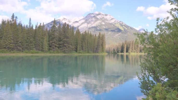 弓河和远山的风景湖泊远山森林