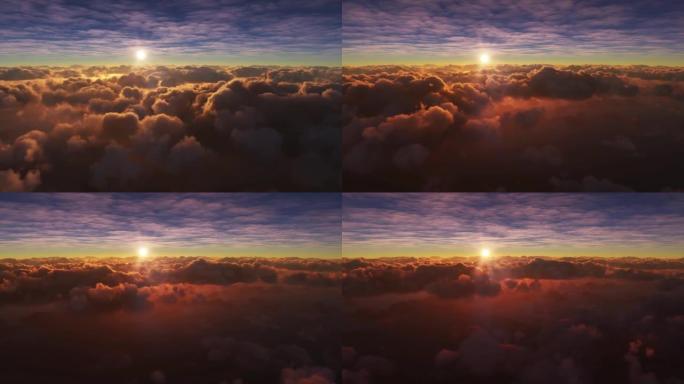 从飞机上看到的日落美景