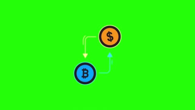 4k video of bitcoin and money symbolon green backg