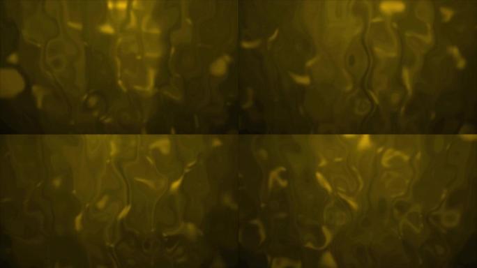 4k背景抽象模糊黄色，背景中发生液化。熔化彩色玻璃效果股票视频。缓慢溶解并流下液体抵抗光束