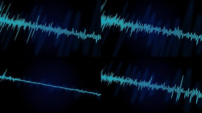 黑色循环背景上的抽象蓝色数字均衡器声音或音频波形。