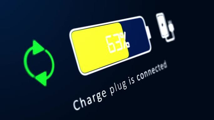 电动汽车仪表板电池指示器显示增加电池充电动画。