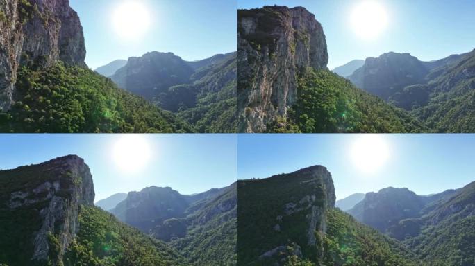 空中无人机拍摄山峰