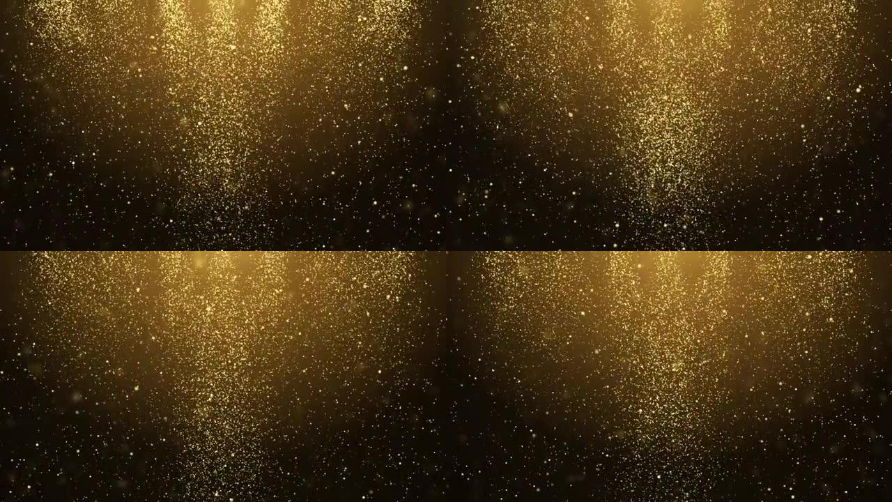 4k尘埃颗粒黄金事件奖预告片标题电影音乐会舞台背景循环动画。