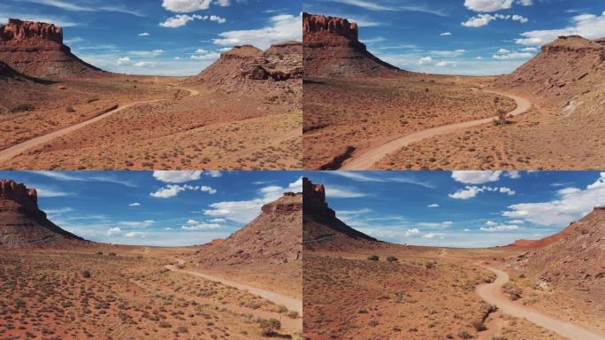 在美国西南旅行: 无人驾驶飞机穿越峡谷和广阔的沙漠景观