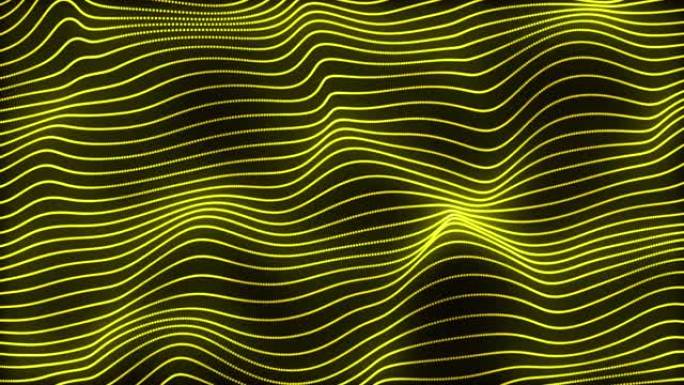 黄色trap代码形成波浪背景。创意数字波浪纹理