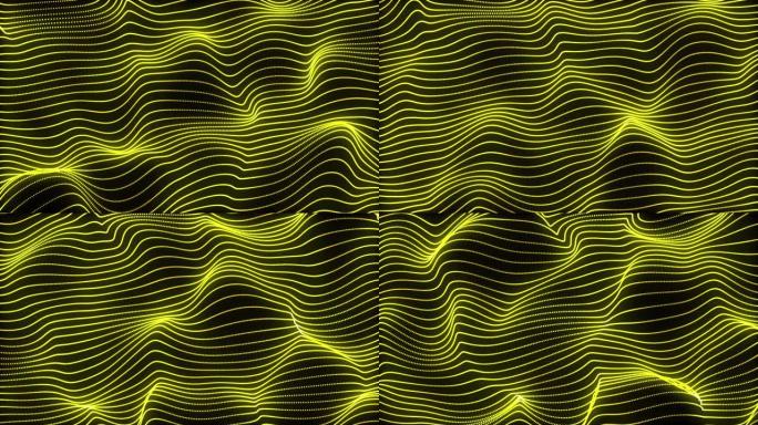 黄色trap代码形成波浪背景。创意数字波浪纹理