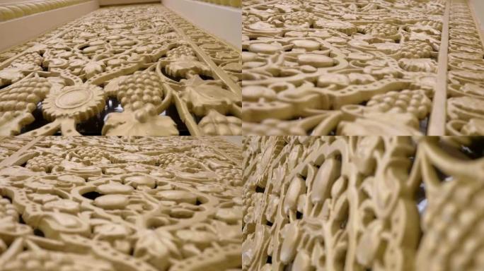 美丽的东方建筑元素与葡萄，小麦图案的金色