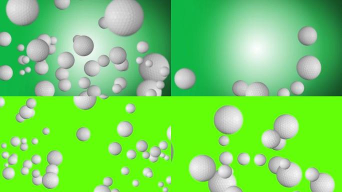4K 3D高尔夫球旋转隔离在绿色屏幕循环背景上。