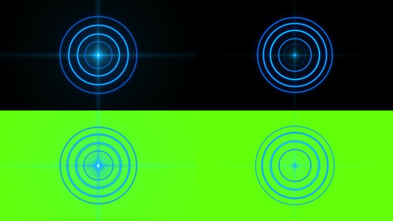 目标中同心圆的抽象扩展圆动画循环背景分形结构