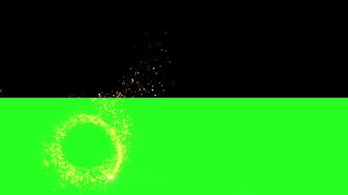 4k循环动画的金色闪闪发光的光圈闪烁的粒子眩光耀斑效果。