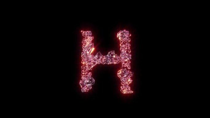 粉色闪亮迷人的宝石字体-黑色字母H，孤立循环视频