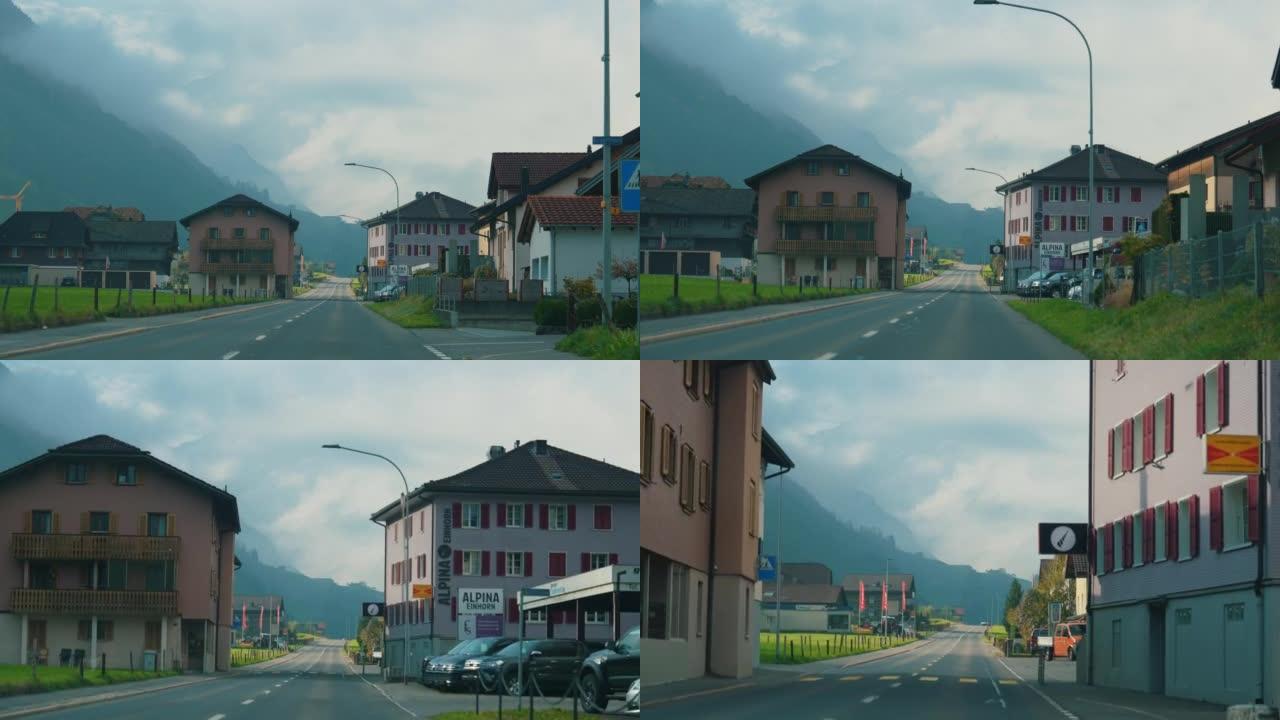 POV驾驶瑞士乡村场景
