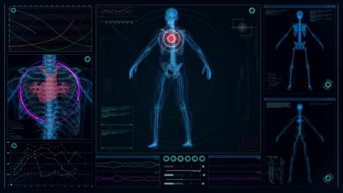 HUD与人体模型的接口。扫描虚拟病人是否受伤。心脏病